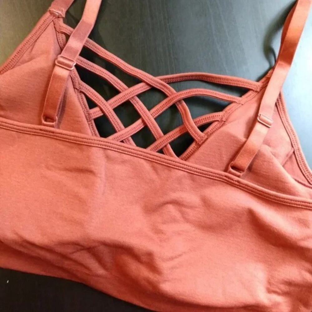 Zenana S/M Bright Pink Front V Lattice Bralette + bra padding adjustable straps - Picture 6 of 15